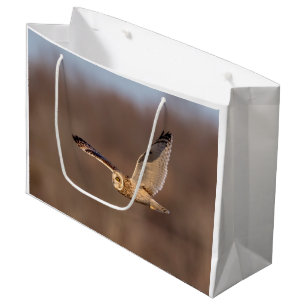 Short-eared owl in flight large gift bag