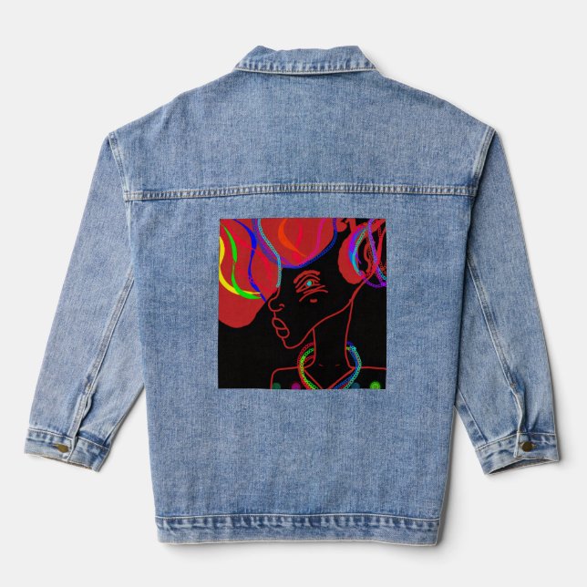 Short-eared Rabbit's Stylish Christmas Denim Jacket (Back)