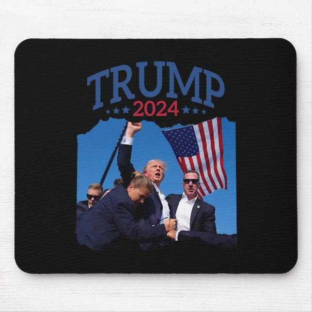 Short Fist Pumped 2024 Pray For Trump Never's Give Mouse Pad (Front)