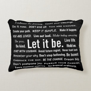 Short Inspirational Quotes On Black Decorative Cushion