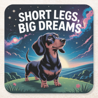 Short Legs, Big Dreams Square Paper Coaster