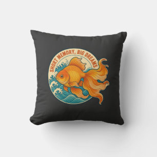 Short Memory Big Dreams Vintage Goldfish Cushion