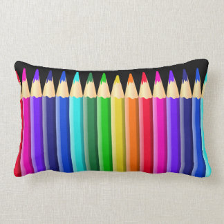 Short Rainbow Pencil Crayons Design Lumbar Cushion