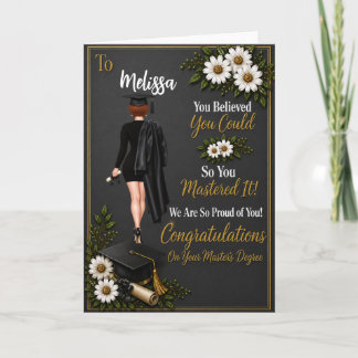 Short Red-haired Woman Master’s Graduation Card