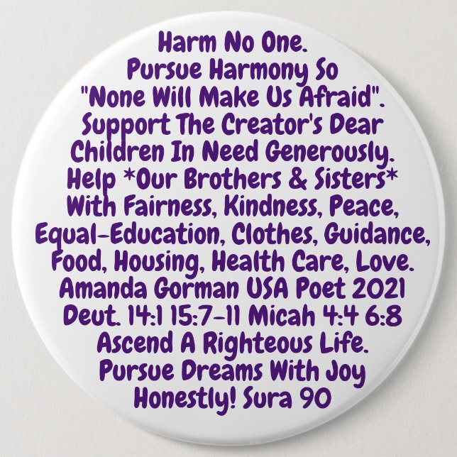 Short Reminder To Live Our Sacred Values Button (Front)