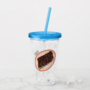 Short ribs cartoon illustration acrylic tumbler