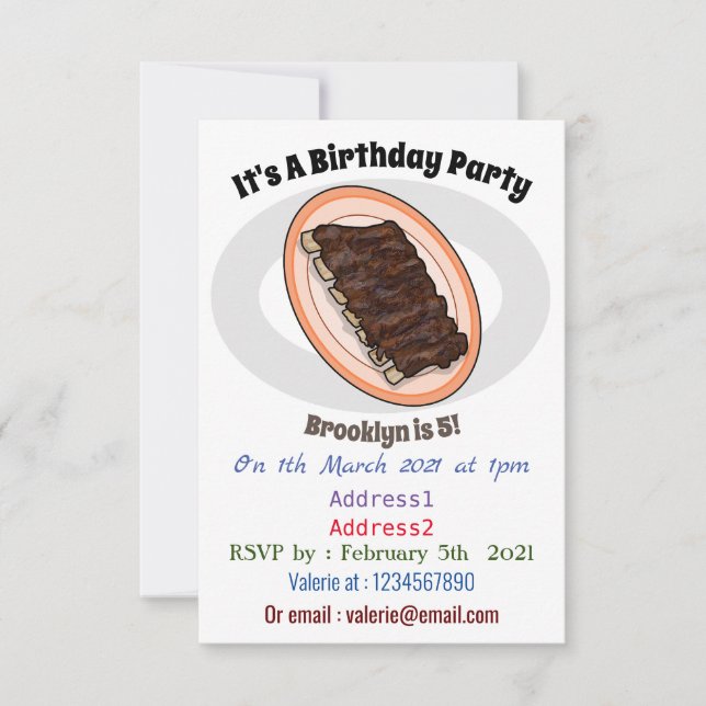 Short ribs cartoon illustration invitation (Front)