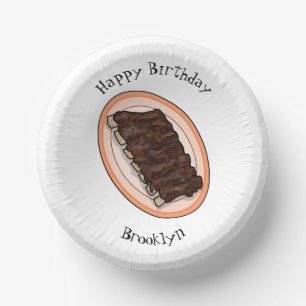 Short ribs cartoon illustration paper plate