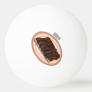 Short ribs cartoon illustration ping pong ball