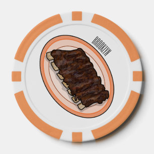 Short ribs cartoon illustration poker chips