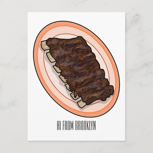 Short ribs cartoon illustration postcard (Front)