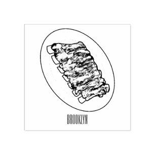 Short ribs cartoon illustration rubber stamp