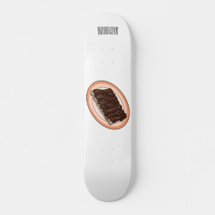 Short ribs cartoon illustration skateboard