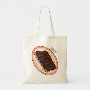 Short ribs cartoon illustration tote bag
