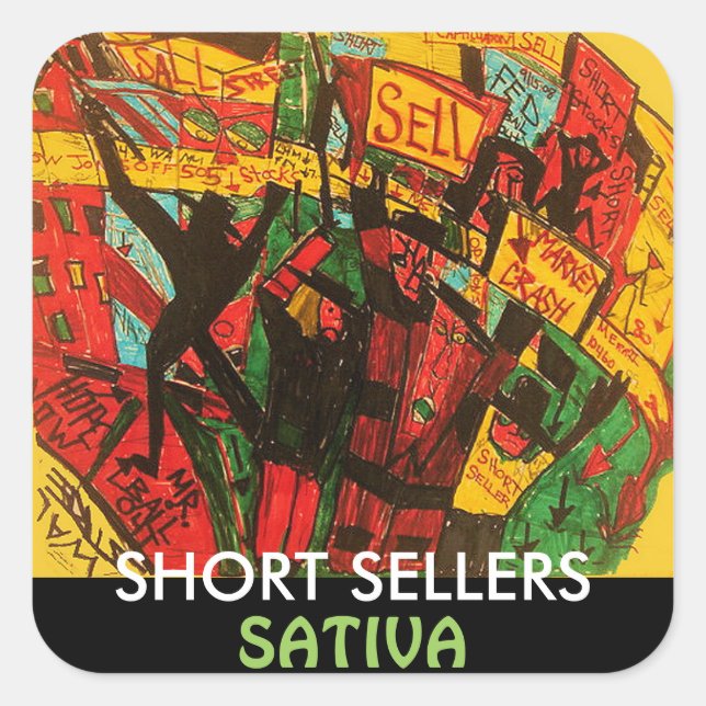 SHORT SELLERS SATIVA SQUARE STICKER (Front)