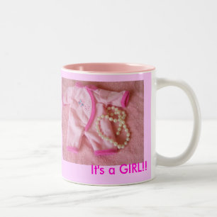 short sweet and complete, It's a GIRL!!, She's ... Two-Tone Coffee Mug