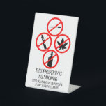 Short Term Rental Business No Smoking Cigarettes  Pedestal Sign<br><div class="desc">This design may be personalised in the area provided by changing the photo and/or text. Or it can be customised by clicking Personalise this Template and then choosing the click to customise further option and delete or change the colour of the background, add text, change the text colour or style,...</div>