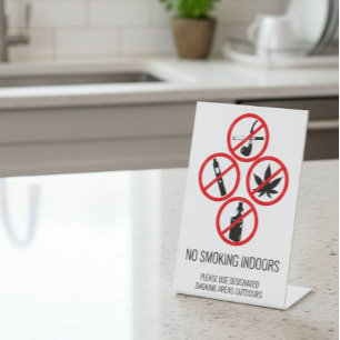 Short Term Rental Business No Smoking Indoors Pedestal Sign