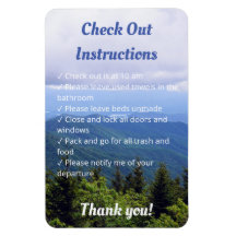 Short term Rental Checkout Instructions Mountains