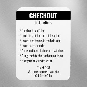 Short term Rental Checkout Instructions Vacation   Magnet