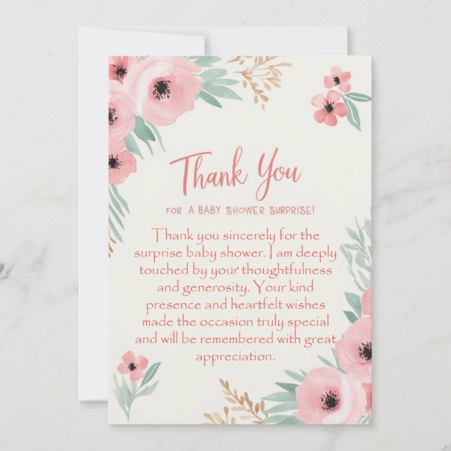 short thank you message for baby shower surprise invitation (Front)