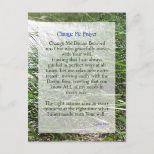 Shortened Change Me Prayer from Tosha Silver Postcard