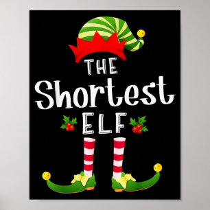 Shortest Christmas Elf Matching Pajama X-mas Party Poster