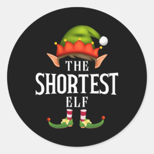 Shortest Elf Group Fun Christmas Pajama Party Classic Round Sticker