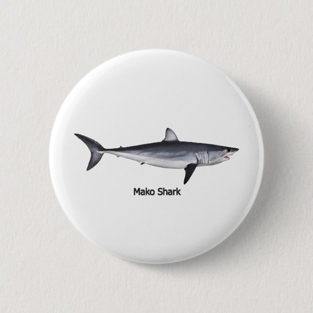 Shortfin Mako Shark Illustration 6 Cm Round Badge (Front)