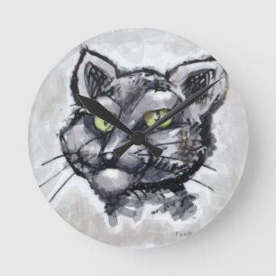 Shorthair Cat Round Clock