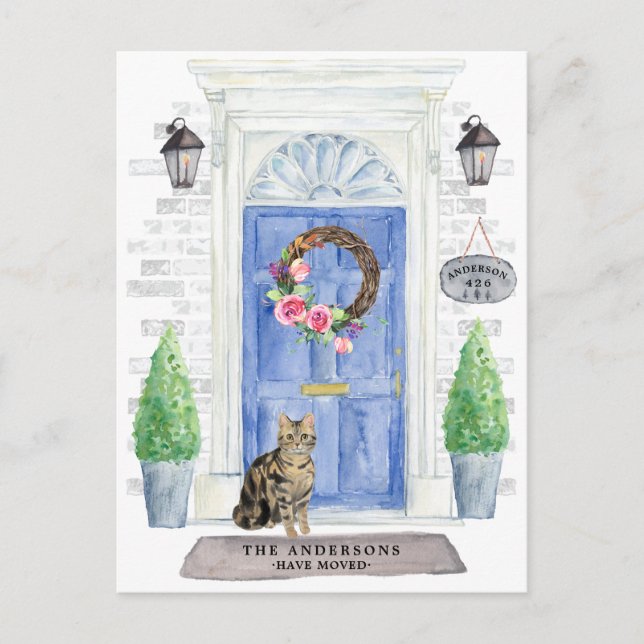 Shorthair Tabby Cat Moving Announcement Postcard (Front)