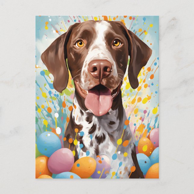 Shorthaird Pointer Happy Easter Postcard (Front)