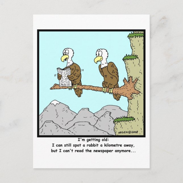Shortsighted: Eagle Cartoon Postcard (Front)