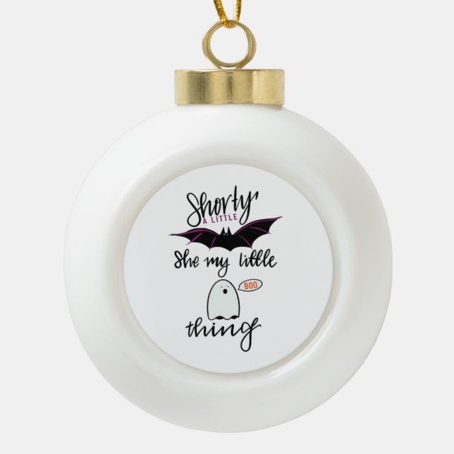 Shorty Batty Funny Retro Ceramic Ball Christmas Ornament (Front)