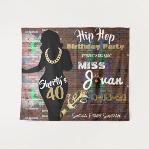 Shorty's 40 90's Hip Hop Birthday Backdrop Tapestry