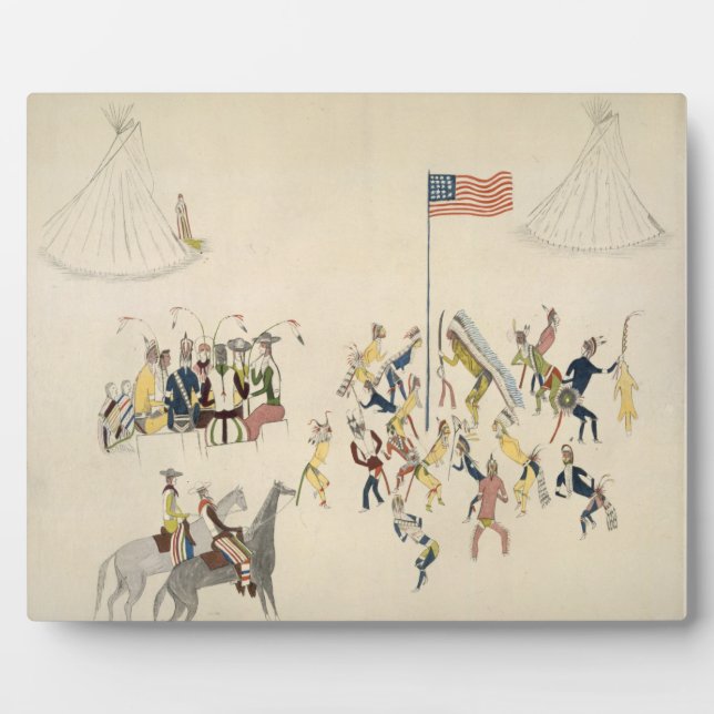 Shoshone dance participated in only by men (pigmen plaque (Front)