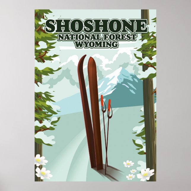 Shoshone National Forest Ski travel poster  (Front)