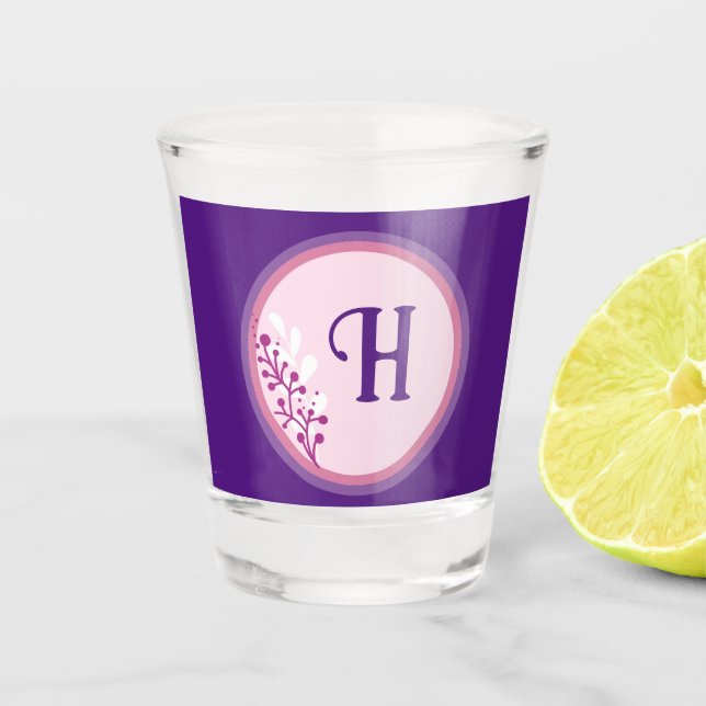 Shot Glass - Add your initial - Purple (Front)
