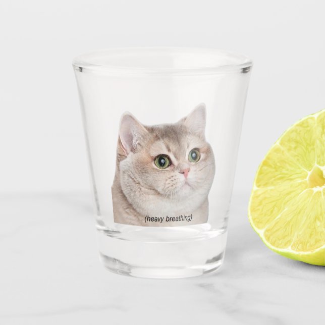 Shot Glass Heavy Breathing Cat Meme (Front)