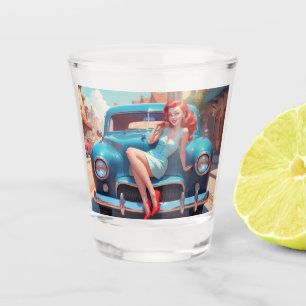 Shot Glass Redhead Pin-Up