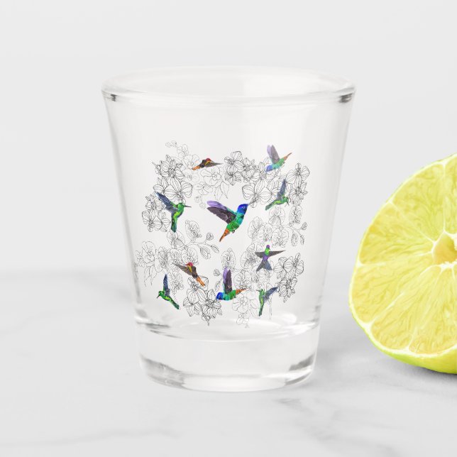 Shot Glass with Birds - Spring (Front)