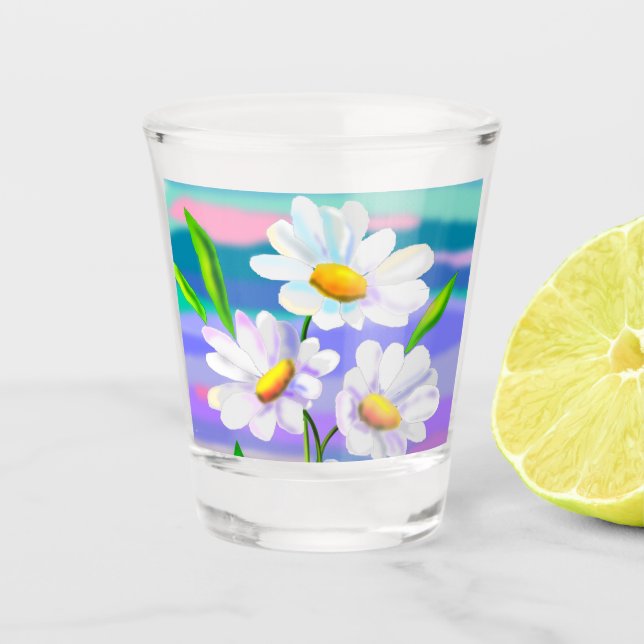 Shot Glass with Daisy Flowers (Front)