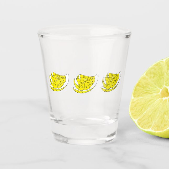 Shot Glass with fun lemon slice design (Front)