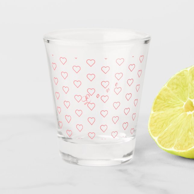 Shot Glass with Hearts - Choose Colours (Front)