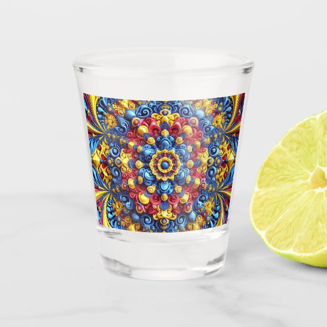 Shot glass with Romanian Colours (Front)