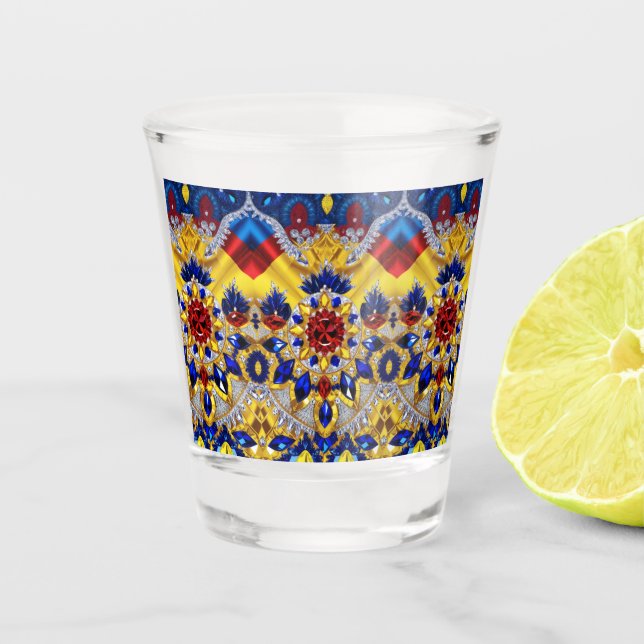 Shot glass with Romanian Colours (Front)