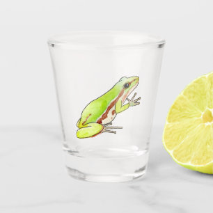 Shot glass with tree frog