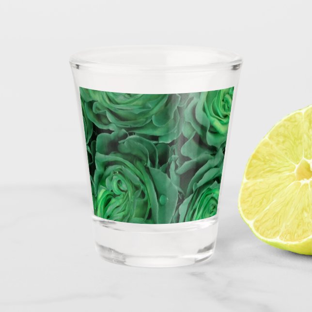 Shot Glasses - Green Roses (Front)