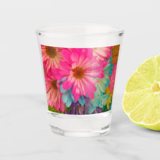 Shot Glasses - Pink Blue Purple Daisies