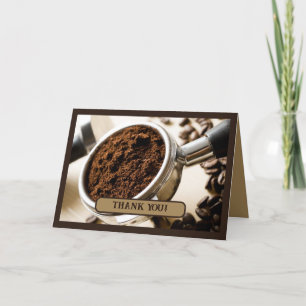 Shot of Espresso Ready to Brew for Cappuccino Thank You Card